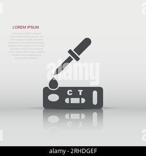 Icône de test rapide du coronavirus de style plat. Illustration du vecteur Covid-19 sur fond isolé.Concept commercial du signe de diagnostic médical. Illustration de Vecteur