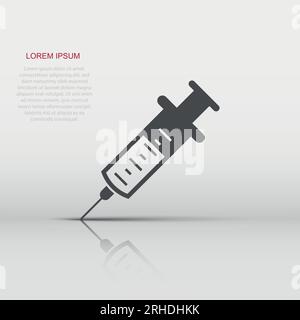 Icône de seringue plate.Vaccin contre le coronavirus injecter l'illustration du vecteur sur un fond isolé.La vaccination Covid-19 signe le concept d'affaires. Illustration de Vecteur