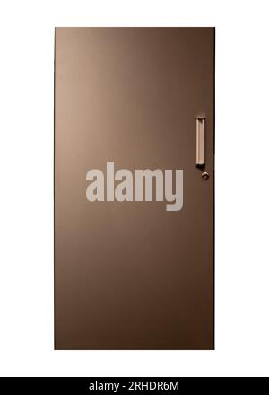 Porte fermée vue de face, isolé sur un fond blanc. Porte intérieure avec chemin de clipsage Banque D'Images