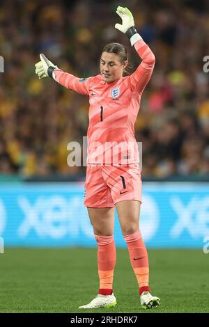 Mary Earps #1 d'Angleterre lors du match de demi-finale de la coupe du monde féminine de la FIFA 2023 Australie femmes vs Angleterre femmes au Stadium Australia, Sydney, Australie, 16 août 2023 (photo de Patrick Hoelscher/News Images) Banque D'Images