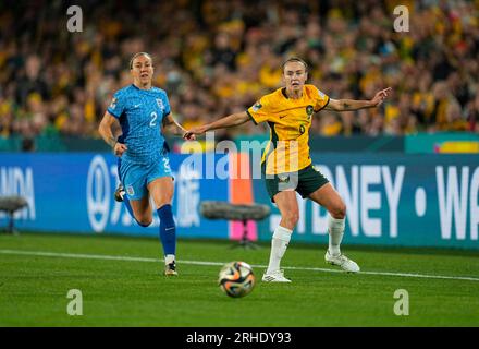Sydney, Australie. Août 16 2023 : Caitlin Foord (Australie) contrôle le ballon pendant un match, à, . Kim Price/CSM Banque D'Images