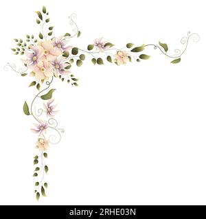 Cadre de cérémonie de mariage de vecteur avec fleurs délicates de pivoine et illustration de verdure, porte de fleur pour la décoration de mariage Banque D'Images