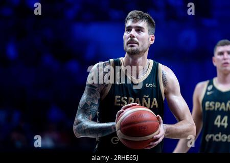 Juancho Hernangomez en action lors du match amical de basket-ball Espagne et Slovénie précédant la coupe du monde FIBA 2023 au Palacio de los Deportes Martin Carpena. Score final : Espagne 99-79 Slovénie. (Photo Francis Gonzalez / SOPA Images/Sipa USA) Banque D'Images