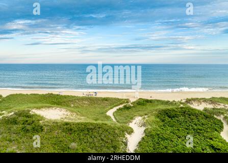 vue aérienne de la plage de kirks, montauk, ny Banque D'Images