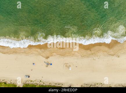 Vue aérienne d'une plage de Kirks à Montauk, NY Banque D'Images