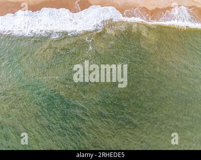 Vue aérienne d'une plage de Kirks à Montauk, NY Banque D'Images