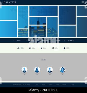 Modèle de site Web pour votre entreprise avec World Map, Cityscape concept Design dans l'en-tête Illustration de Vecteur