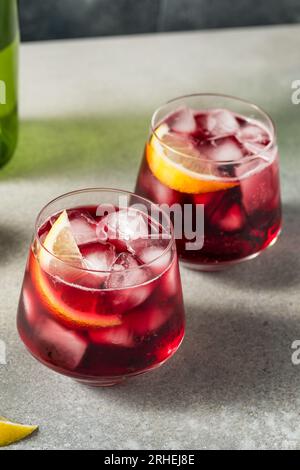 Vin mousseux Boozy Cold Tinto de Verano au citron Banque D'Images