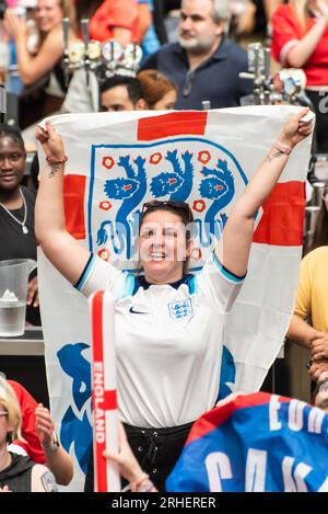 Londres, 16 août 2023, demi-finale féminine de la coupe du monde Angleterre contre Australie, Boxpark Wembley, Lou Morris Photography/Alamy Live News Banque D'Images