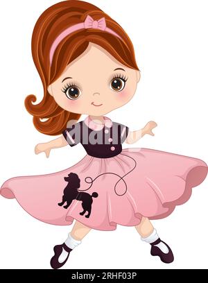 Vector carton Sock Hop Fifties Dancing Girl Illustration de Vecteur