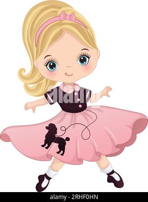 Vector carton Sock Hop Fifties Dancing Girl Illustration de Vecteur