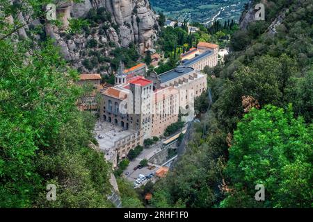 Abbaye Santa Maria de Montserrat du funiculaire de Sant Joan, Monistrol de Montserrat, Barcelone, Catalogne, Espagne Banque D'Images