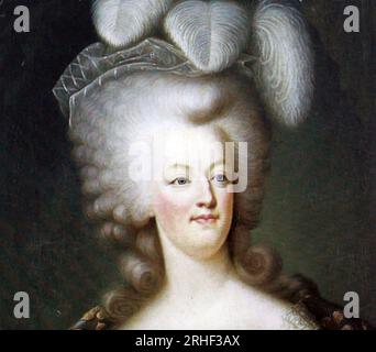 MARIE-ANTOINETTE (1755-1793) dernière reine de France vers 1785. Détail de la peinture de Joseph Boze Banque D'Images