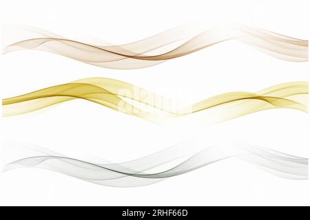 Vagues abstraites, collection de lignes de gradient de fumée douces et colorées. Illustration de Vecteur
