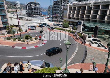 Le virage en épingle à cheveux du Fairmont Hotel sur le circuit du Grand Prix de Monaco à Monte Carlo Banque D'Images