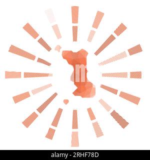 Malapascua Island Sunburst. Rayons rayés poly bas et carte de l'île. Belle illustration vectorielle. Illustration de Vecteur
