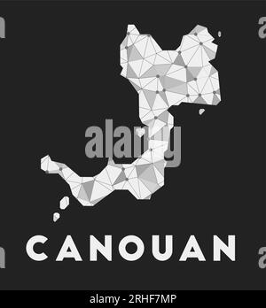 Canouan - carte du réseau de communication de l'île. Canouan design géométrique tendance sur fond sombre. Technologie, Internet, réseau, télécommunication co Illustration de Vecteur