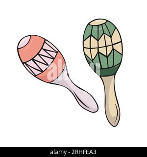 Icône de maracas mexicain, musique et instruments, graphiques vectoriels de signe sonore sur fond blanc. Illustration de Vecteur