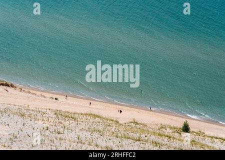 Les randonneurs de Sleeping Bear surplombent Pierce Stocking Scenic Drive dans Sleeping Bear National Seashore sur le lac Michigan. Banque D'Images