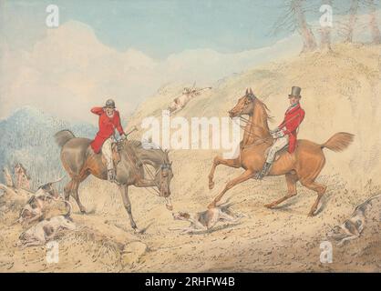 Le chasseur et un cavalier encourageant les chiens par Henry Thomas Alken Banque D'Images