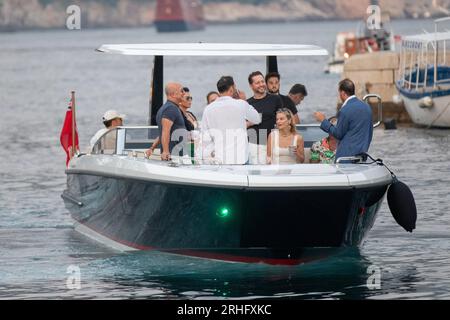 Dubrovnik, Croatie. 16 août 2023. Jeff Bezos, Lauren Sanchez, Katy Perry, Orlando Bloom et Usher viennent dans la vieille ville de Dubrovnik par bateau, à Dubrovnik, Croatie le 16 août 2023. Photo : Grgo Jelavic/PIXSELL crédit : Pixsell/Alamy Live News Banque D'Images