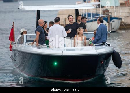 Dubrovnik, Croatie. 16 août 2023. Jeff Bezos, Lauren Sanchez, Katy Perry, Orlando Bloom et Usher viennent dans la vieille ville de Dubrovnik par bateau, à Dubrovnik, Croatie le 16 août 2023. Photo : Grgo Jelavic/PIXSELL crédit : Pixsell/Alamy Live News Banque D'Images