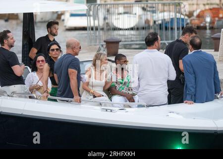 Dubrovnik, Croatie. 16 août 2023. Jeff Bezos, Lauren Sanchez, Katy Perry, Orlando Bloom et Usher viennent dans la vieille ville de Dubrovnik par bateau, à Dubrovnik, Croatie le 16 août 2023. Photo : Grgo Jelavic/PIXSELL crédit : Pixsell/Alamy Live News Banque D'Images