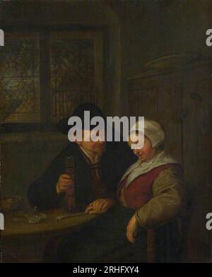 Un paysan courtisant une femme âgée 1653 par Adriaen van Ostade Banque D'Images