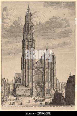 Cathédrale d'Anvers 1649 par Venceslas Hollar Banque D'Images