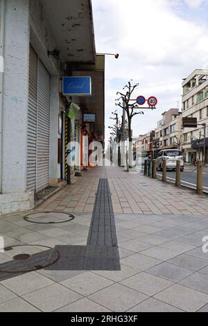 Yamagata City, préfecture de Yamagata, Japon, 16 août 2023.Une rue animée dans le centre de Yamagata. Banque D'Images