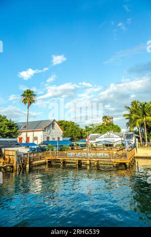 KEY WEST, États-Unis - 26 AOÛT 2014 : les gens apprécient le point de coucher du soleil sur la place Mallory à Key West, États-Unis. Cet endroit est le point de coucher de soleil le plus populaire à Key Wes Banque D'Images