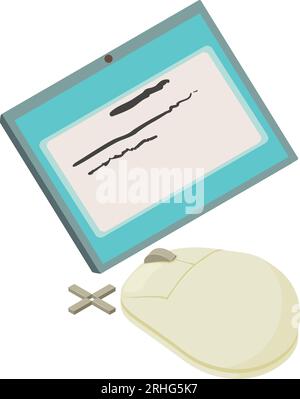 Vecteur isométrique d'icône de tablette électronique. Icône tablette numérique et souris d'ordinateur. Concept de digitalisation, technologie Illustration de Vecteur
