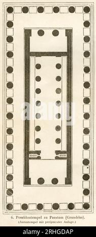 Europa, Italien, Heratempel ( früher Poseidon zugeschrieben ) in Paestum Illustration aus : 'Kunsthistorische Bilderbogen ' , Erste Hälfte, Bogen 1-120, Verlag E. A. Seemann, Leipzig, 1878 / Europa, Italie, Temple de Hera ancien dit Temple de Poséidon, in Paestum illustration de : Kunsthistorische Bilderbogen, première partie, publiée par E. A. Seemann, Leipzig, 1878. Banque D'Images