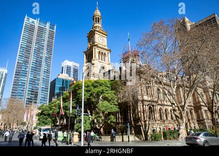 Bâtiment de l'hôtel de ville de Sydney et bureaux sur George Street dans le centre-ville de Sydney, NSW, Australie Banque D'Images