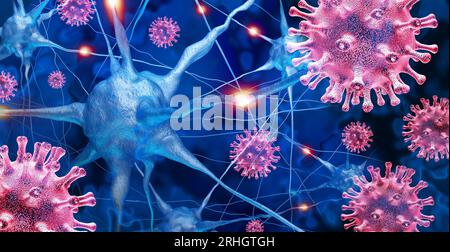 Encéphalite virale infection cérébrale comme un virus causant une inflammation et causant des symptômes neurologiques comme la fièvre maux de tête confusion et convulsions Banque D'Images