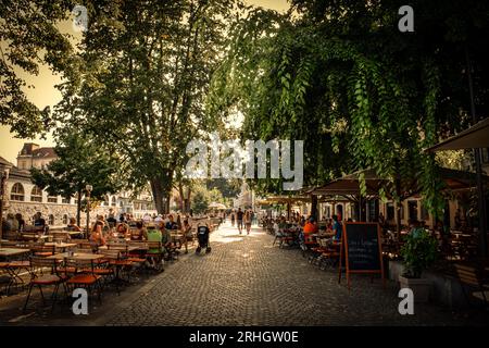 Rues charmantes et cafés de la vieille ville de Ljubljana - Slovénie Banque D'Images