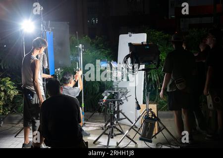 En tournage de film asiatique, Hong Kong, Chine. Banque D'Images