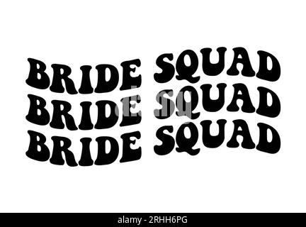 Escouade de mariée dans le style grooovy empilé Boho ondulé sur fond blanc. Illustration isolée. Banque D'Images