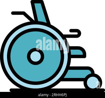 Vecteur de contour d'icône de fauteuil roulant électronique. Trottinette électrique. Fauteuil de couleur plate pour mobilité Illustration de Vecteur