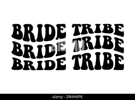 Tribu mariée dans le style grooovy empilé Boho ondulé sur fond blanc. Illustration isolée. Banque D'Images