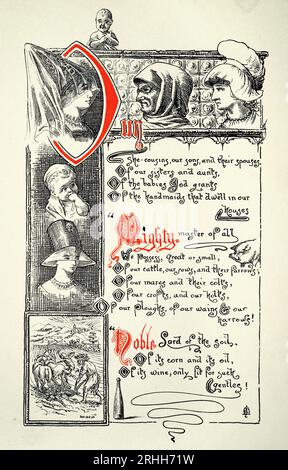 Page du Chevalier et du Dragon de Thomas Hood, mythologie fantastique, illustré par Ernest Maurice Jessop Banque D'Images