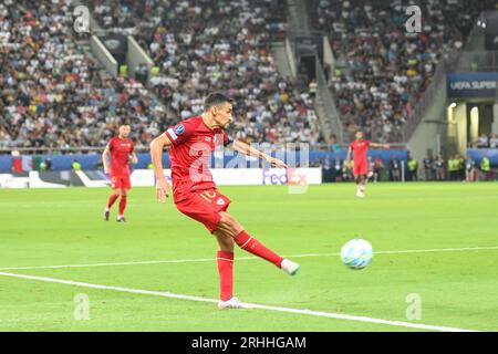 Pirée, Lombardie, Grèce. 16 août 2023. 16 JESÃšS NAVAS du Sevilla FC lors du match de Super coupe de l'UEFA entre Manchester City et le Sevilla FC au stade Georgios Karaiskakis le 16 août 2023, au Pirée, Grèce. (Image de crédit : © Stefanos Kyriazis/ZUMA Press Wire) USAGE ÉDITORIAL SEULEMENT! Non destiné à UN USAGE commercial ! Banque D'Images