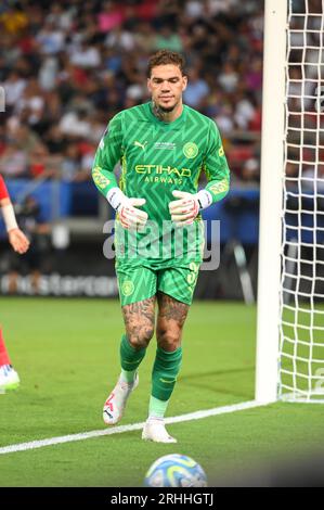 Pirée, Lombardie, Grèce. 16 août 2023. 31 EDERSON de Manchester City lors du match de Super coupe de l'UEFA entre Manchester City et Sevilla FC au stade Georgios Karaiskakis le 16 août 2023, au Pirée, Grèce. (Image de crédit : © Stefanos Kyriazis/ZUMA Press Wire) USAGE ÉDITORIAL SEULEMENT! Non destiné à UN USAGE commercial ! Banque D'Images