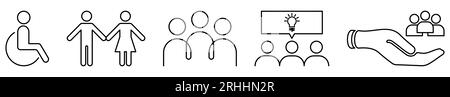 Ensemble d'icônes de diversité et d'inclusion. Icône dessin au trait. Illustration vectorielle Illustration de Vecteur