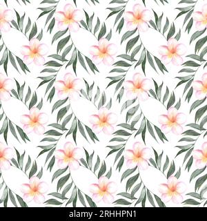 Motif sans couture aquarelle avec des feuilles tropicales. Imprimé d'été pour tissu et scrapbooking Banque D'Images