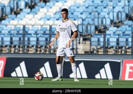 Madrid, Espagne. 16 août 2023. Antonio David (RMCastilla) football/football : Espagnol match de pré-saison entre le Real Madrid Castilla 0-0 Unionistas de Salamanca CF au stade Alfredo Di Stefano de Madrid, Espagne . Crédit : Mutsu Kawamori/AFLO/Alamy Live News Banque D'Images