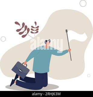 Abandonner, abandonner l'espoir ou le rêve, perdant ou l'échec d'entreprise, la fatigue ou épuisé par le travail acharné, désespéré ou désespéré concept.Flat Vector illustra Illustration de Vecteur
