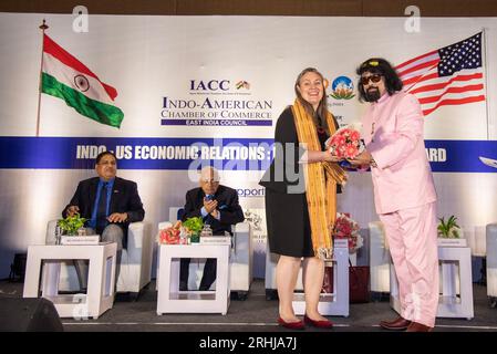 Kolkata, Inde. 17 août 2023. La Chambre de Commerce Indo-américaine organise un programme de conclave économique d'une journée sur 76 ans. Des relations économiques et commerciales indo-américaines au Lalit Great Eastern Hotel, Kolkata le 17 août 2023. (Photo Amlan Biswas/Pacific Press) crédit : Pacific Press Media production Corp./Alamy Live News Banque D'Images