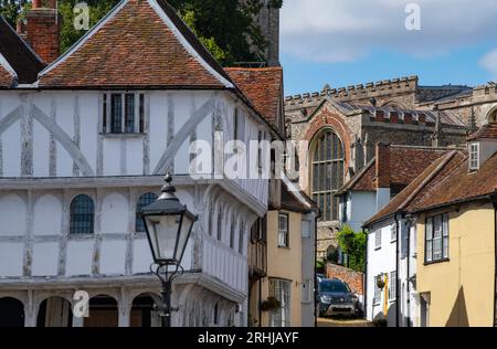 Thaxted Essex England Stoney Lane menant à l'église de Thaxted août 2023 vue du paysage des bâtiments traditionnels à ossature de bois à Thaxted dans le nord-ouest Banque D'Images