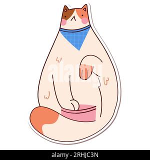 Autocollant vectoriel de doodle de chat mignon et drôle Illustration de Vecteur